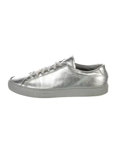 Pre-owned Common Projects Leather Sneakers In Metallic/silver
