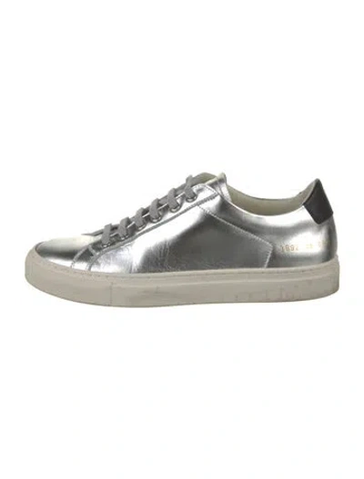 Pre-owned Common Projects Leather Sneakers In Metallic/silver