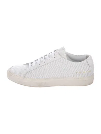 Pre-owned Common Projects Leather Whipstitch Trim Sneakers In White