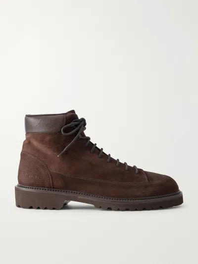 Common Projects Leather-trimmed Suede Hiking Boots In Animal Print