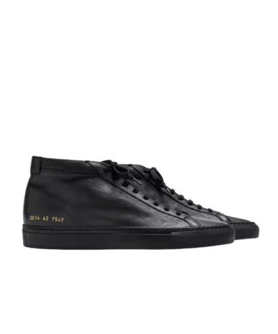 Common Projects Logo High-top Casual Shoes In Black