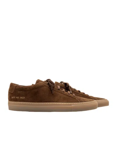 Common Projects Logo Low-top Casual Shoes In Brown