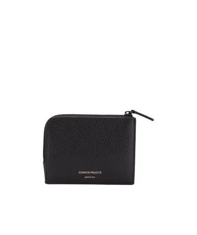 Common Projects Logo Zipped Wallet In Black