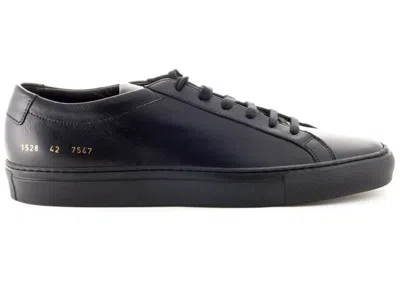 Common Projects White Low Achilles Original Leather Sneakers In Black