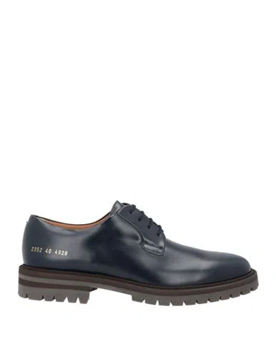 Common Projects Man Lace-up Shoes Midnight Blue Size 7 Soft Leather In Black