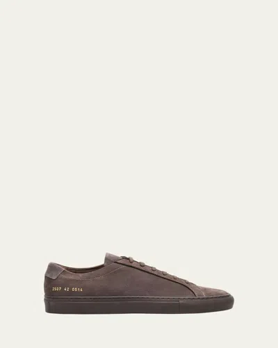 Common Projects Men's Achilles Nubuck Low-top Sneakers In Brown