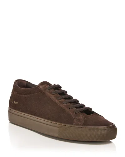 Common Projects Men's Achilles Premium Suede Sneakers In Brown