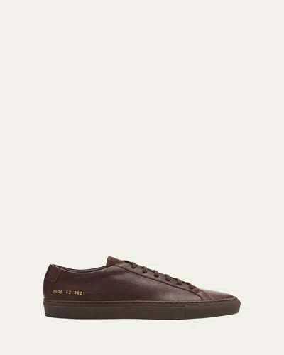 Common Projects Men's Achilles Soft Leather Low-top Sneakers In Brown