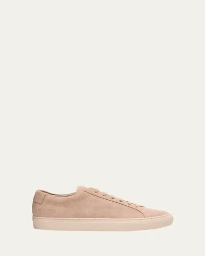 Common Projects Men's Achilles Suede Low-top Sneakers In Beige