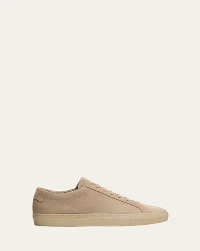 Common Projects Mens Hazelnut Suede Achilles Branded Suede Low-top Trainers