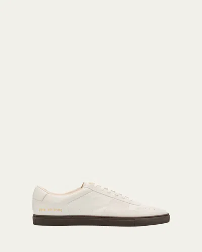 Common Projects Men's Bball Duo Slim Leather Low-top Sneakers In White