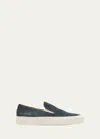 Common Projects Suede Slip-on Sneakers With Gold-tone Number Print For Men In Navy