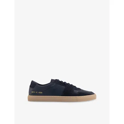Common Projects Mens Bball Duo Leather And Suede Trainers Navy