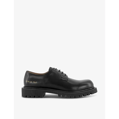 Common Projects Mens Black Leather Chunky Number-print Leather Derby ...