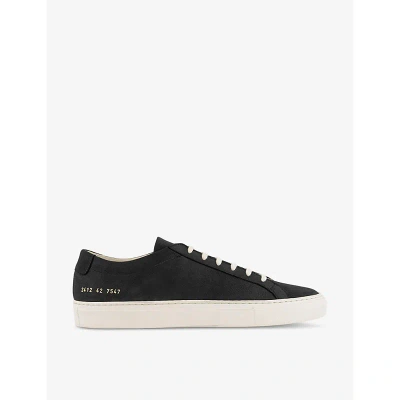 Common Projects Mens Black White Achilles Low Number-print Suede Low-top Trainers In Navy White