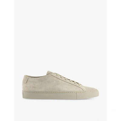 Common Projects Mens Bone Suede Achilles Low Number-print Suede Low-top Trainers