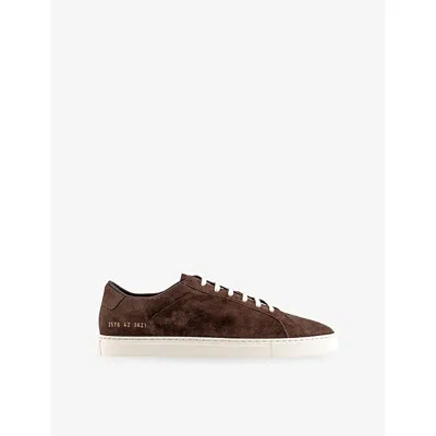 Common Projects Mens Brown Suede Achilles Premium Suede Trainers