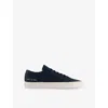 Common Projects Mens Black White Achilles Low Number-print Suede Low-top Trainers In Navy White