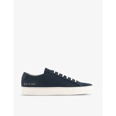 Common Projects Mens Navy White Achilles Low Number-print Suede Low-top Trainers