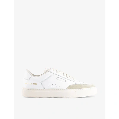 Common Projects Mens White Cream Tennis Pro Number-print Leather And Suede Low-top Trainers