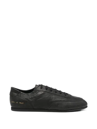 Common Projects Minimal Lace-up Leather Sneakers In Black