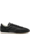 Common Projects Minimal Runner Suede-trimmed Leather Sneakers In Black