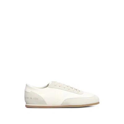 Common Projects Minimal Runner Suede-panelled Sneakers In White/neutrals