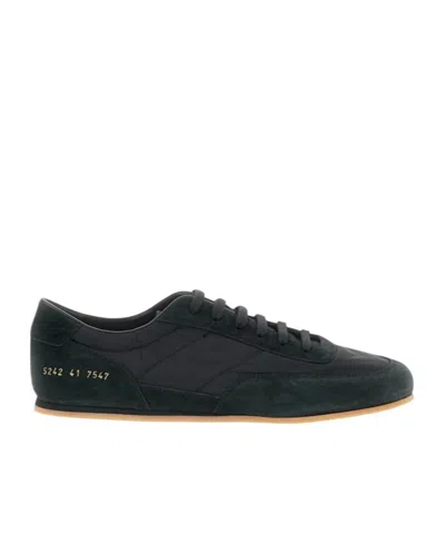 Common Projects Minimal Runner Suede And Nylon Sneakers In Black