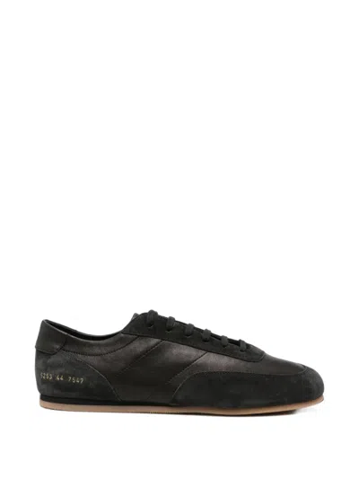 Common Projects Minimal Suede-panelled Leather Sneakers In Black