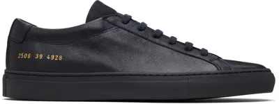 Common Projects Navy Achilles Premium Sneakers In Black