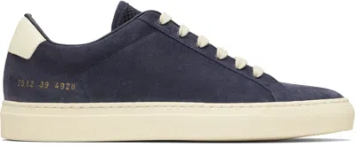 Common Projects Navy Oiled Suede Retro Vintage Sneakers In Blue