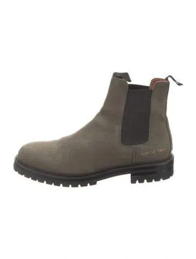 Pre-owned Common Projects Nubuck Chelsea Boots In Green