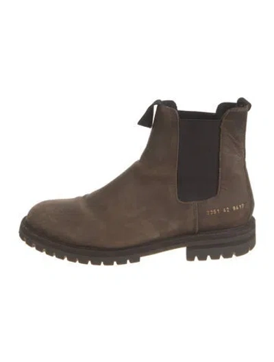 Pre-owned Common Projects Nubuck Chelsea Boots In Green