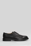 Common Projects Officers Derby Lace Up Shoes In Black Leather In Black