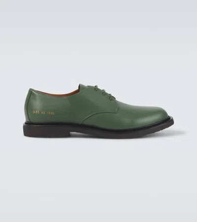 Common Projects Officers Leather Derby Shoes In Green