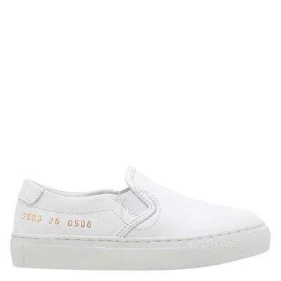 Common Projects Open Box -  Kids White Leather Slip On Sneakers
