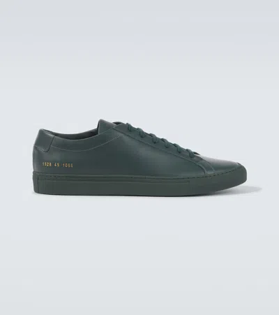 Common Projects Original Achilles Low Leather Sneakers In Dark Green