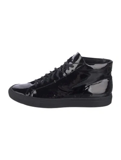 Pre-owned Common Projects Patent Leather Sneakers In Black