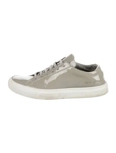 Pre-owned Common Projects Patent Leather Sneakers In Grey
