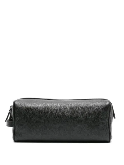 Common Projects Pebbled Leather Wash Bag In Black