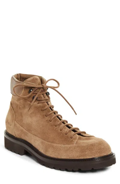 Common Projects Hiker Leather-trimmed Suede Lace-up Boots In Brown