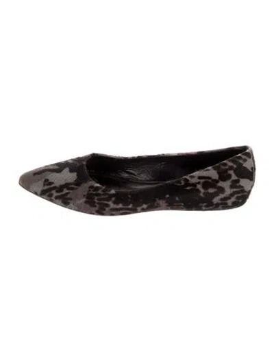 Pre-owned Common Projects Ponyhair Animal Print Flats In Gray