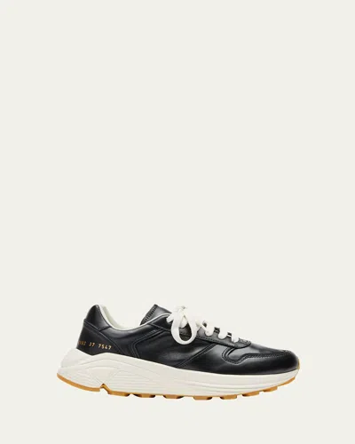 Common Projects Premium Leather Runner Sneakers In Black