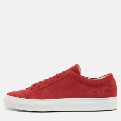 Common Projects Red Suede Achilles Low Top Sneakers