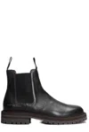 Common Projects Ridged Leather Chelsea Boots In Black