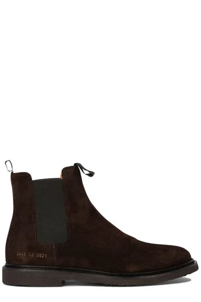 Common Projects Round Toe Chelsea Boots In Brown