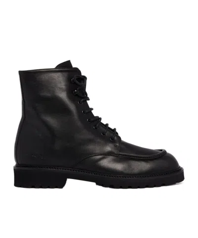 Common Projects Round Toe Lace-up Ankle Boots In Black