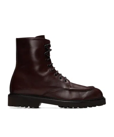 Common Projects Round Toe Lace-up Ankle Boots In Brown