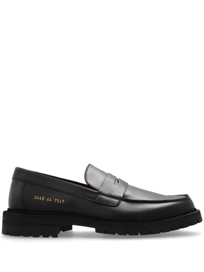 Common Projects Round Toe Leather Loafers In Black
