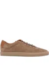 Common Projects Suede Low Top Sneakers With Contrast Heel Tab In Neutral